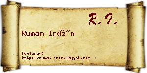 Ruman Irén névjegykártya