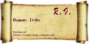 Ruman Irén névjegykártya